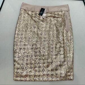 THE LIMITED Gold Sequin Straight & Pencil Skirt Size 0 Women's 100% Polyester
